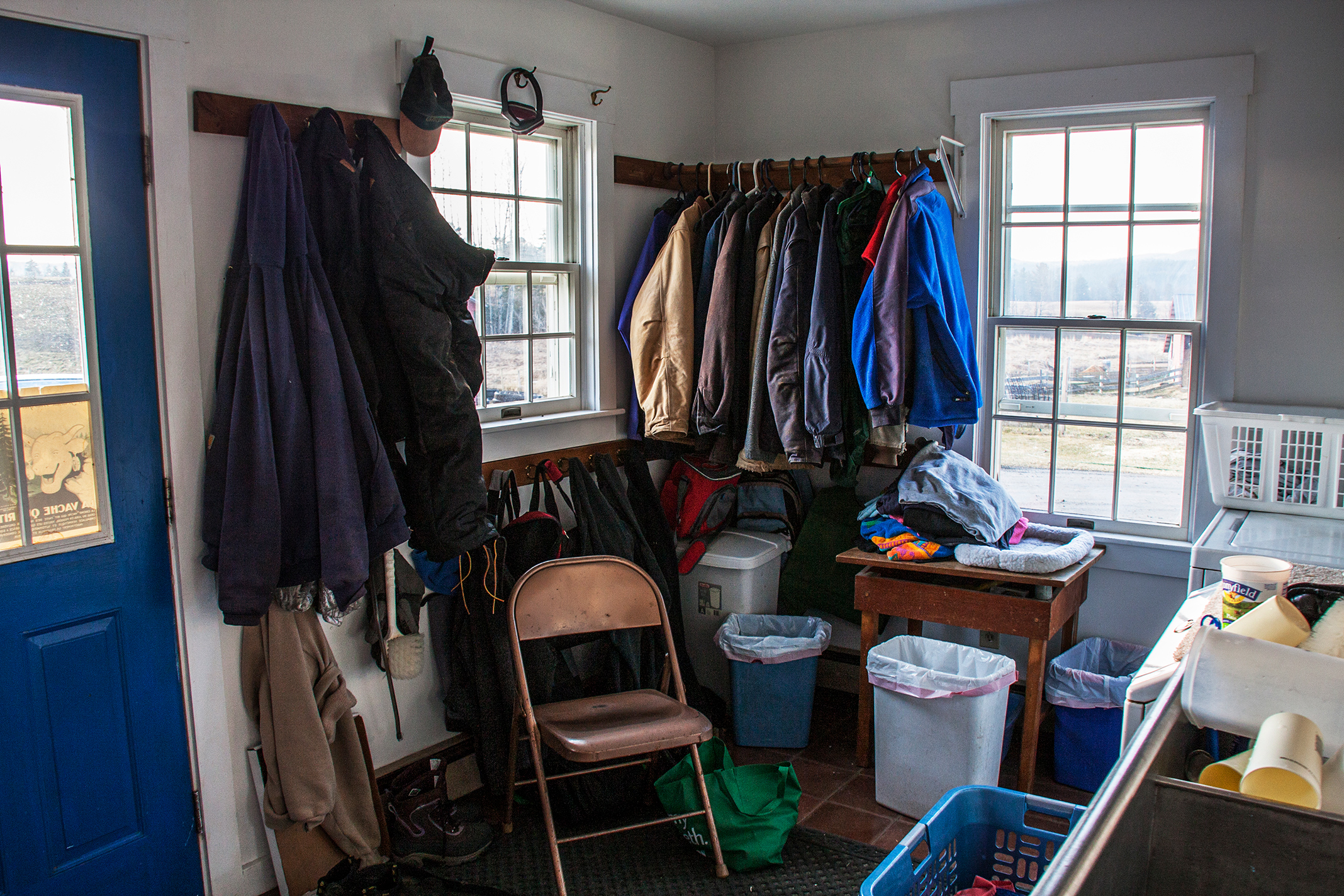 Mudroom clothes area